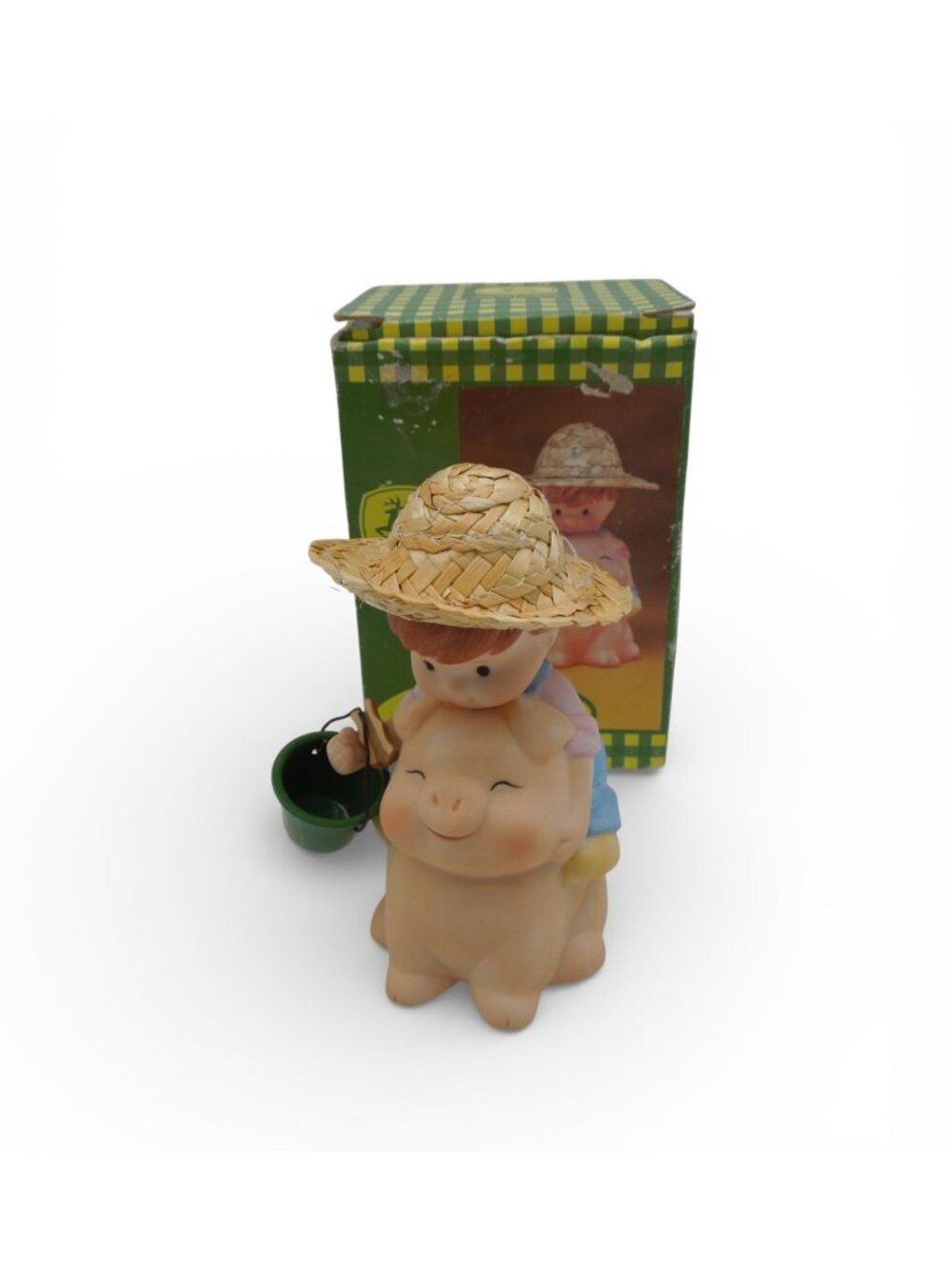 Vintage John Deere Hog Wild About You Porcelain Figurine Pig 1999 Box